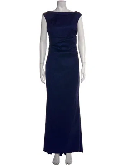 Pre-owned Talbot Runhof Bateau Neckline Long Dress In Blue