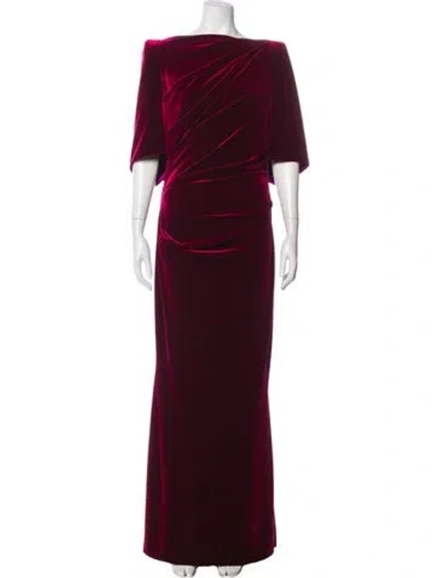 Pre-owned Talbot Runhof Bateau Neckline Long Dress In Burgundy