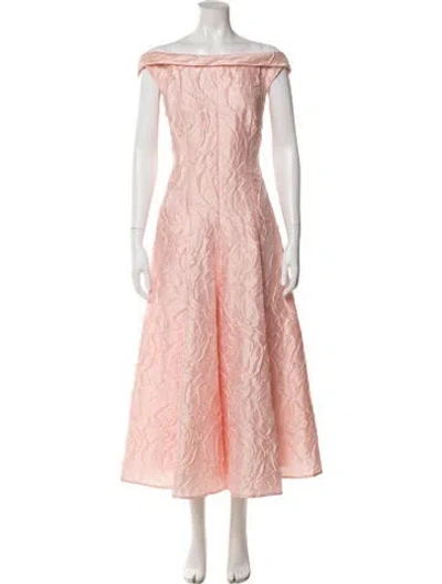 Pre-owned Talbot Runhof Bateau Neckline Long Dress In Pink