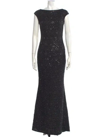 Pre-owned Talbot Runhof Bateau Neckline Long Dress W/ Tags In Black