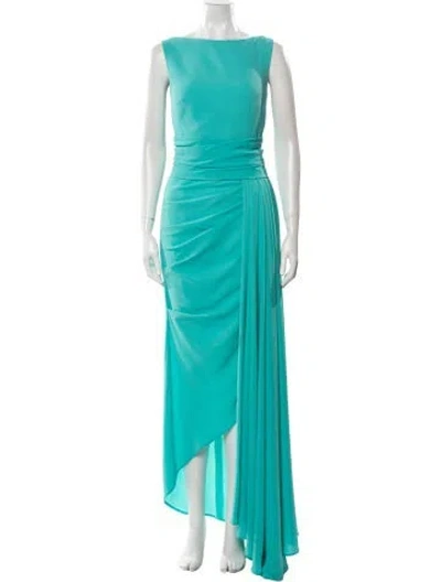 Pre-owned Talbot Runhof Bateau Neckline Long Dress W/ Tags In Blue