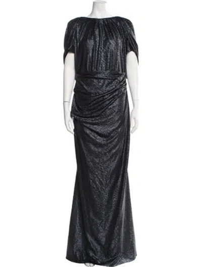 Pre-owned Talbot Runhof Bateau Neckline Long Dress W/ Tags In Blue