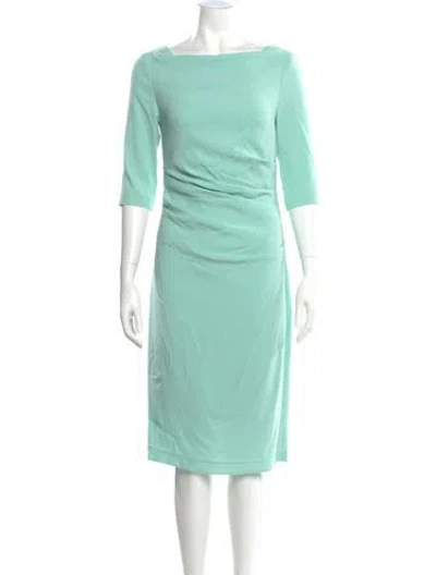 Pre-owned Talbot Runhof Bateau Neckline Midi Length Dress In Green