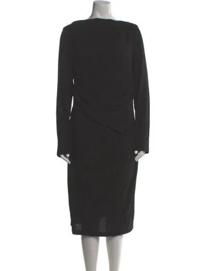 Pre-owned Talbot Runhof Bateau Neckline Midi Length Dress W/ Tags In Gray