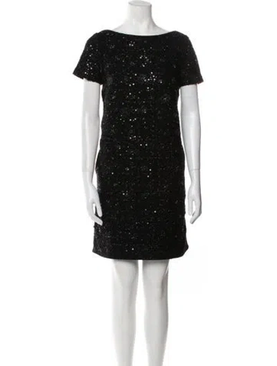 Pre-owned Talbot Runhof Bateau Neckline Mini Dress In Black