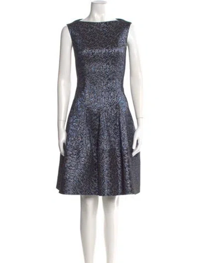 Pre-owned Talbot Runhof Bateau Neckline Mini Dress In Blue
