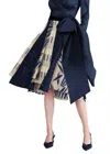 Talbot Runhof Blended Pattern Skirt In Navy In Blue