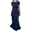 Talbot Runhof Bouvier Stretch Crepe Long Dress In Midnight In Multi