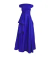 Talbot Runhof Paper Taffeta Off-the-shoulder Bow Gown In Blue
