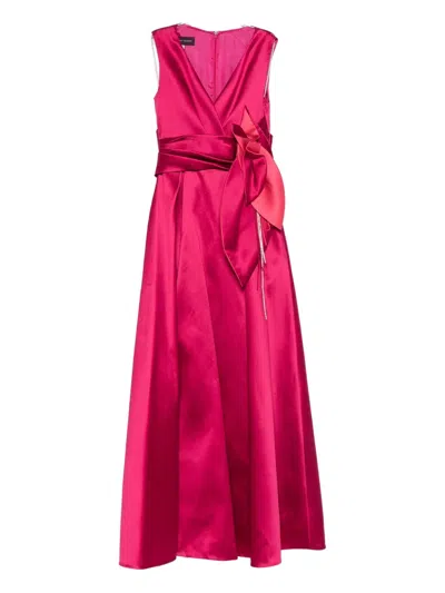 Talbot Runhof Bow Sleeveless Dress In Pink