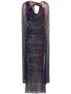Talbot Runhof Cape-detail Lurex Gown In Purple