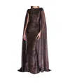 Talbot Runhof Cape Lurex-effect Gown In Black