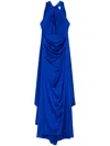 Talbot Runhof Cape-insert Gown In Blue