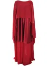 Talbot Runhof Cape Maxi Dress In Red