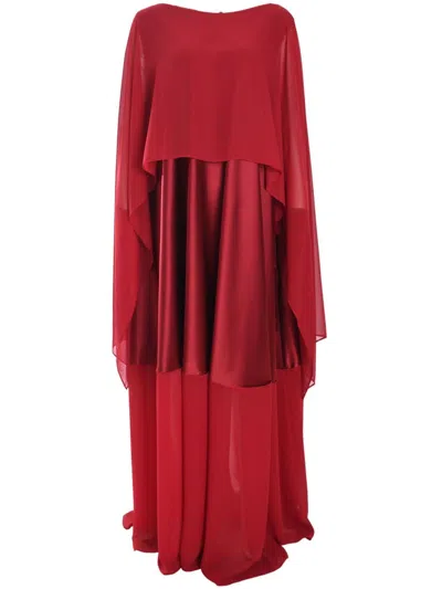 Talbot Runhof Cape Maxi Dress In Red