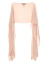 Talbot Runhof Chiffon Cape Shawl In Pink