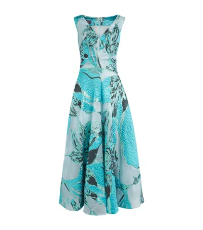 Talbot Runhof Cloque Metallic Gown In Multi