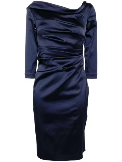 Talbot Runhof Cocktail Asymmetric Dress In Blue