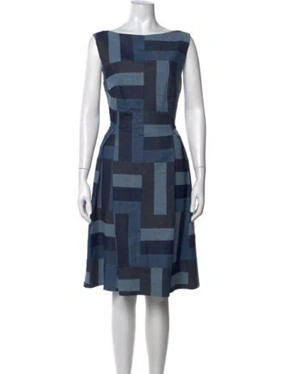 Pre-owned Talbot Runhof Colorblock Pattern Knee-length Dress In Blue