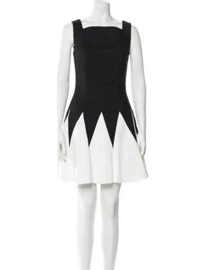 Pre-owned Talbot Runhof Colorblock Pattern Mini Dress In Black