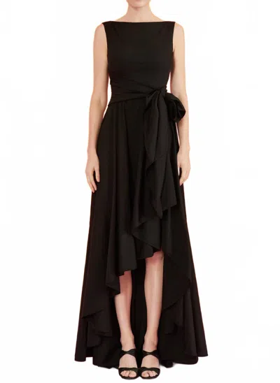 Talbot Runhof Cotton Poplin High Low Dress In Black