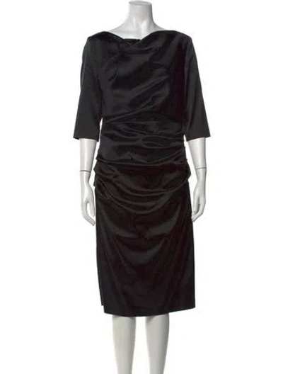 Pre-owned Talbot Runhof Cowl Neck Knee-length Dress In Black