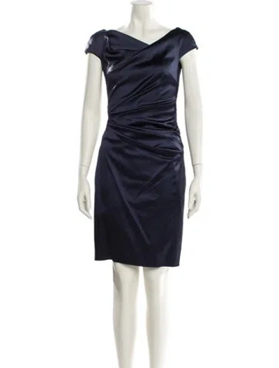Pre-owned Talbot Runhof Cowl Neck Knee-length Dress In Blue