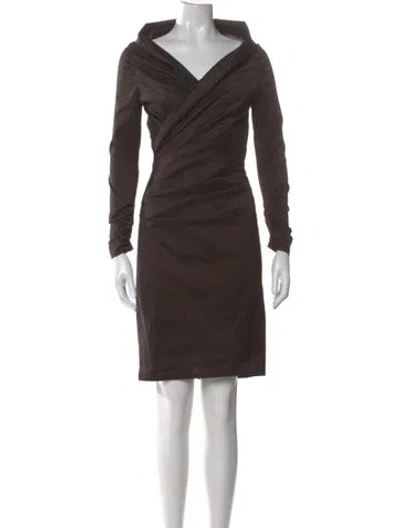 Pre-owned Talbot Runhof Cowl Neck Knee-length Dress In Brown