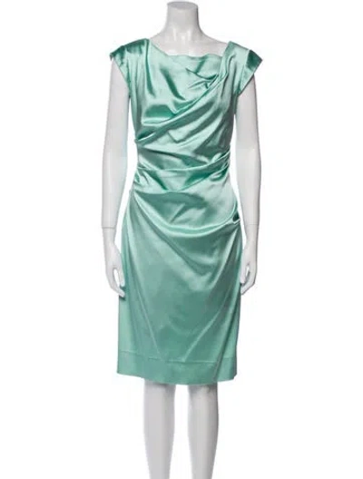 Pre-owned Talbot Runhof Cowl Neck Knee-length Dress In Green