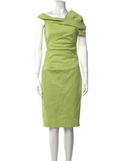 Pre-owned Talbot Runhof Cowl Neck Knee-length Dress In Green