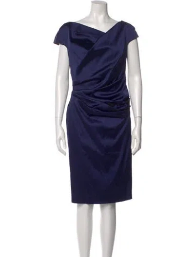 Pre-owned Talbot Runhof Cowl Neck Knee-length Dress In Purple