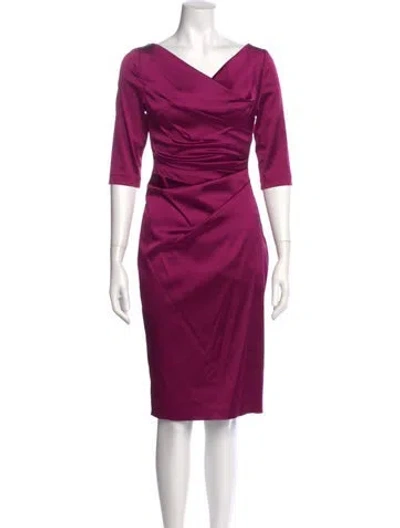 Pre-owned Talbot Runhof Cowl Neck Knee-length Dress In Purple