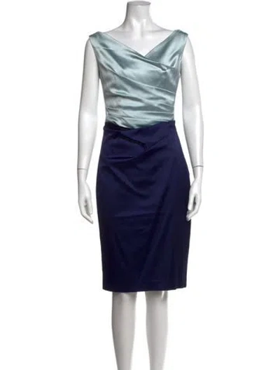 Pre-owned Talbot Runhof Cowl Neck Knee-length Dress In Purple