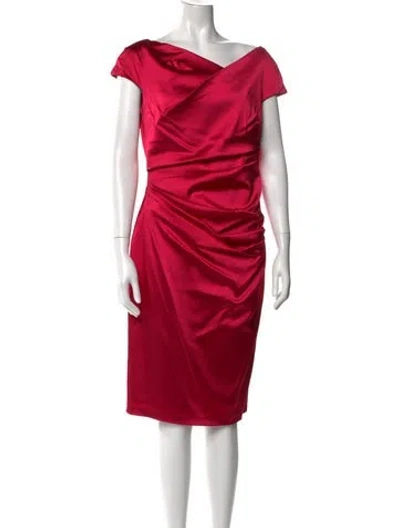 Pre-owned Talbot Runhof Cowl Neck Knee-length Dress In Red