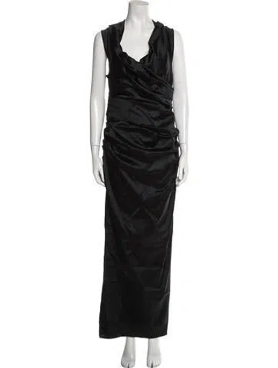Pre-owned Talbot Runhof Cowl Neck Long Dress In Black