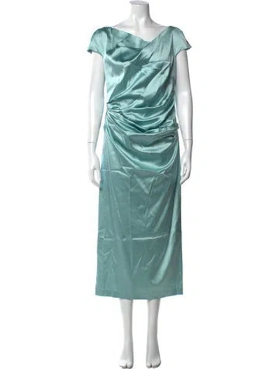 Pre-owned Talbot Runhof Cowl Neck Long Dress In Blue