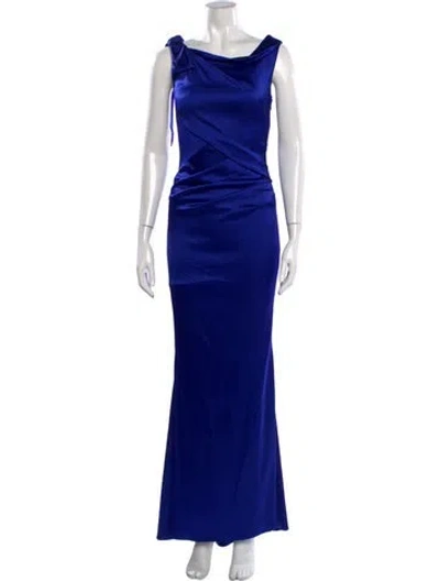 Pre-owned Talbot Runhof Cowl Neck Long Dress In Blue