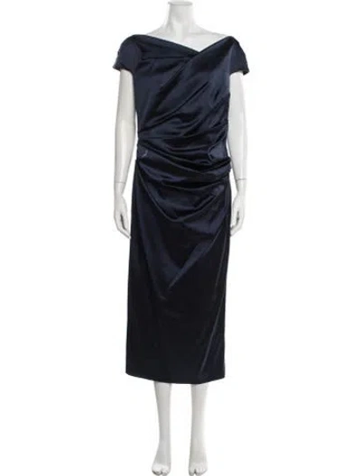Pre-owned Talbot Runhof Cowl Neck Long Dress In Blue