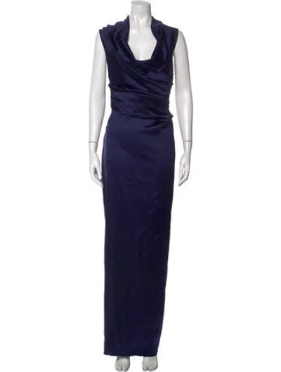 Pre-owned Talbot Runhof Cowl Neck Long Dress In Blue/purple