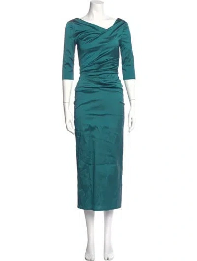 Pre-owned Talbot Runhof Cowl Neck Long Dress In Green