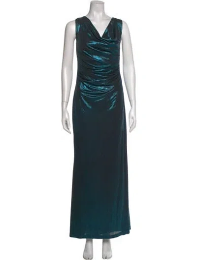 Pre-owned Talbot Runhof Cowl Neck Long Dress In Green