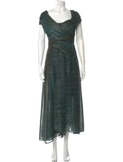 Pre-owned Talbot Runhof Cowl Neck Long Dress In Green