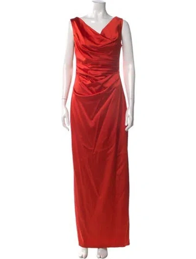 Pre-owned Talbot Runhof Cowl Neck Long Dress In Orange