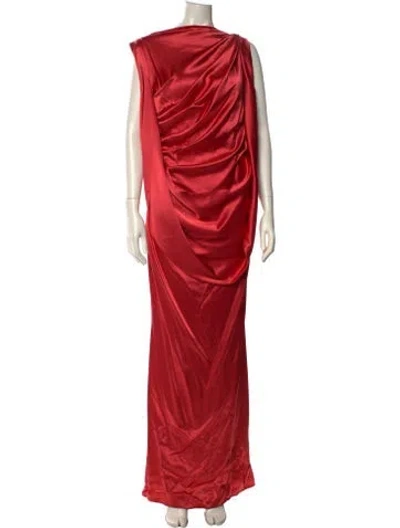 Pre-owned Talbot Runhof Cowl Neck Long Dress In Red