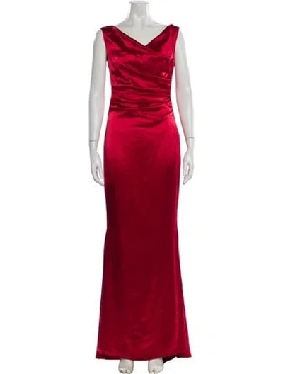 Pre-owned Talbot Runhof Cowl Neck Long Dress In Red