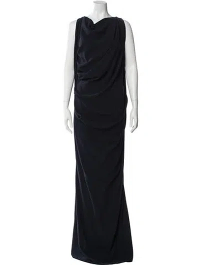 Pre-owned Talbot Runhof Cowl Neck Long Dress W/ Tags In Blue