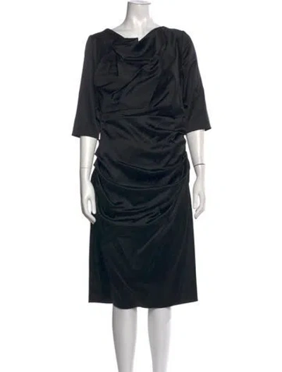 Pre-owned Talbot Runhof Cowl Neck Midi Length Dress In Black