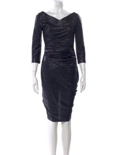 Pre-owned Talbot Runhof Cowl Neck Midi Length Dress In Blue