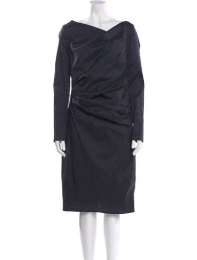 Pre-owned Talbot Runhof Cowl Neck Midi Length Dress In Blue