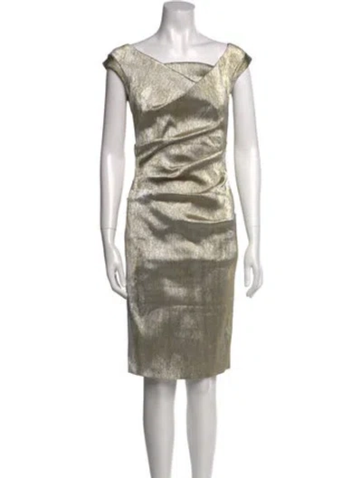 Pre-owned Talbot Runhof Cowl Neck Midi Length Dress In Gold/metallic